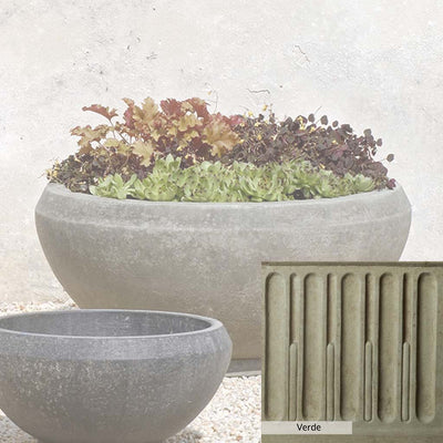 Verde Patina for the Campania International Giulia Large Planter, green and gray come together in a soft tone blended into a soft green.