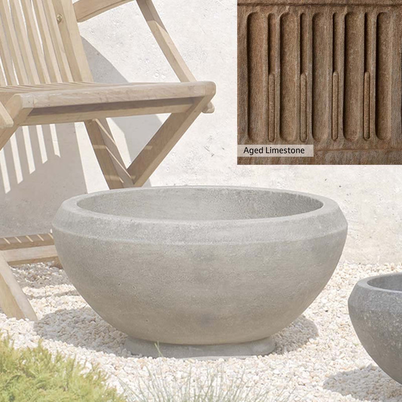 Aged Limestone Patina for the Campania International Giulia Medium Planter, brown, orange, and green for an old stone look.