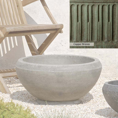 Copper Bronze Patina for theCampania International Giulia Medium Planter, blues and greens blended into the look of aged copper.