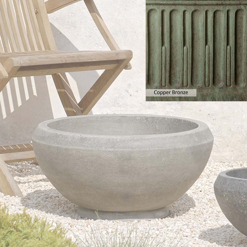 Copper Bronze Patina for theCampania International Giulia Medium Planter, blues and greens blended into the look of aged copper.