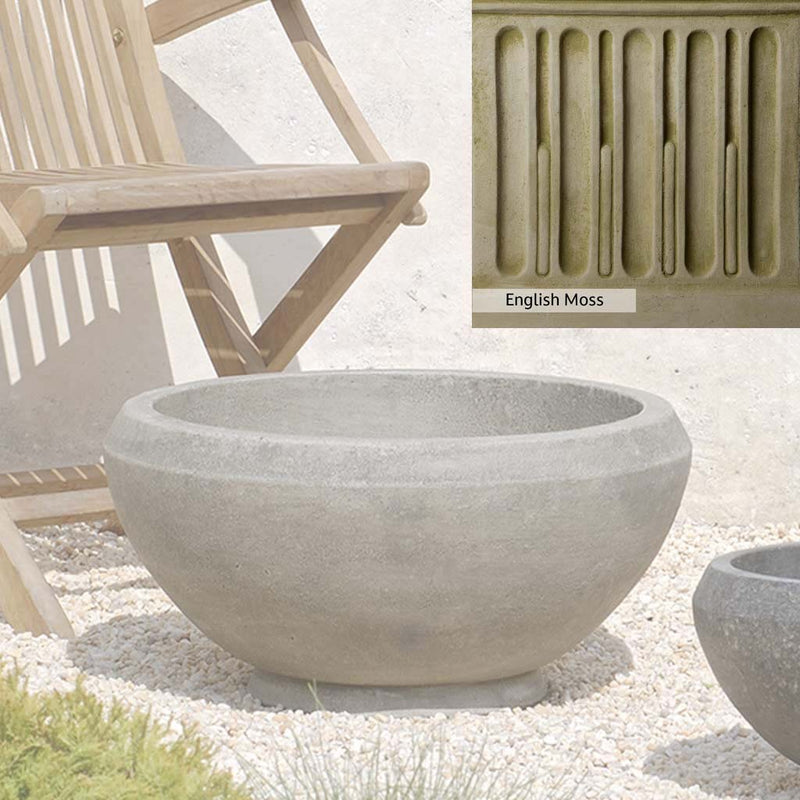 English Moss Patina for the Campania International Giulia Medium Planter, green blended into a soft pallet with a light undertone of gray.