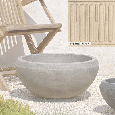 French Limestone Patina for the Campania International Giulia Medium Planter, old-world creamy white with ivory undertones.
