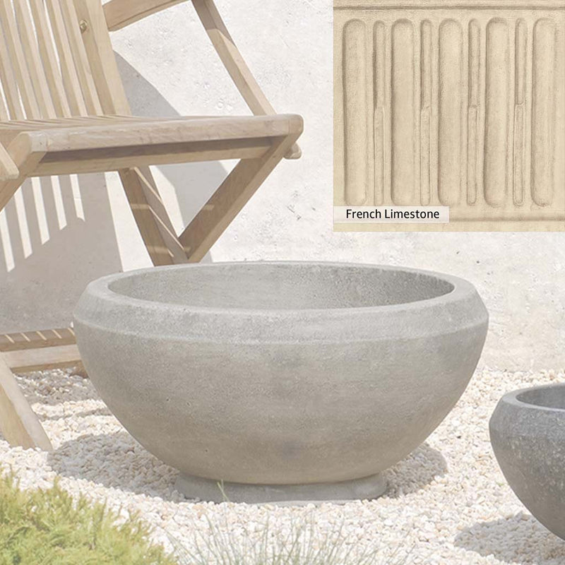 French Limestone Patina for the Campania International Giulia Medium Planter, old-world creamy white with ivory undertones.