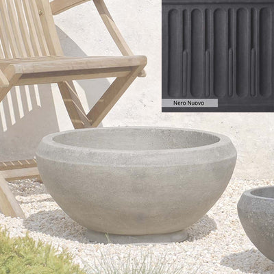Nero Nuovo Patina for theCampania International Giulia Medium Planter, bold dramatic black patina for the garden.