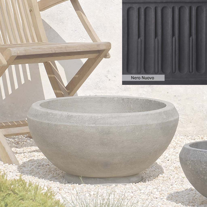 Nero Nuovo Patina for theCampania International Giulia Medium Planter, bold dramatic black patina for the garden.