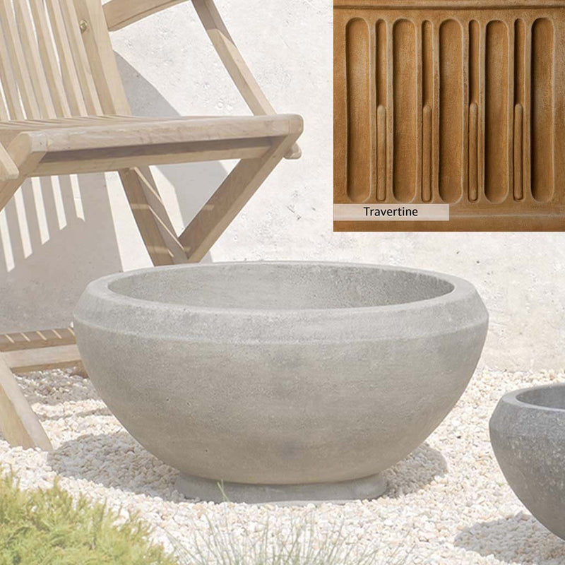 Travertine Patina for the Campania International Giulia Medium Planter, soft yellows, oranges, and brown for an old-word garden.
