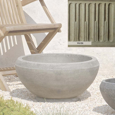 Verde Patina for the Campania International Giulia Medium Planter, green and gray come together in a soft tone blended into a soft green.