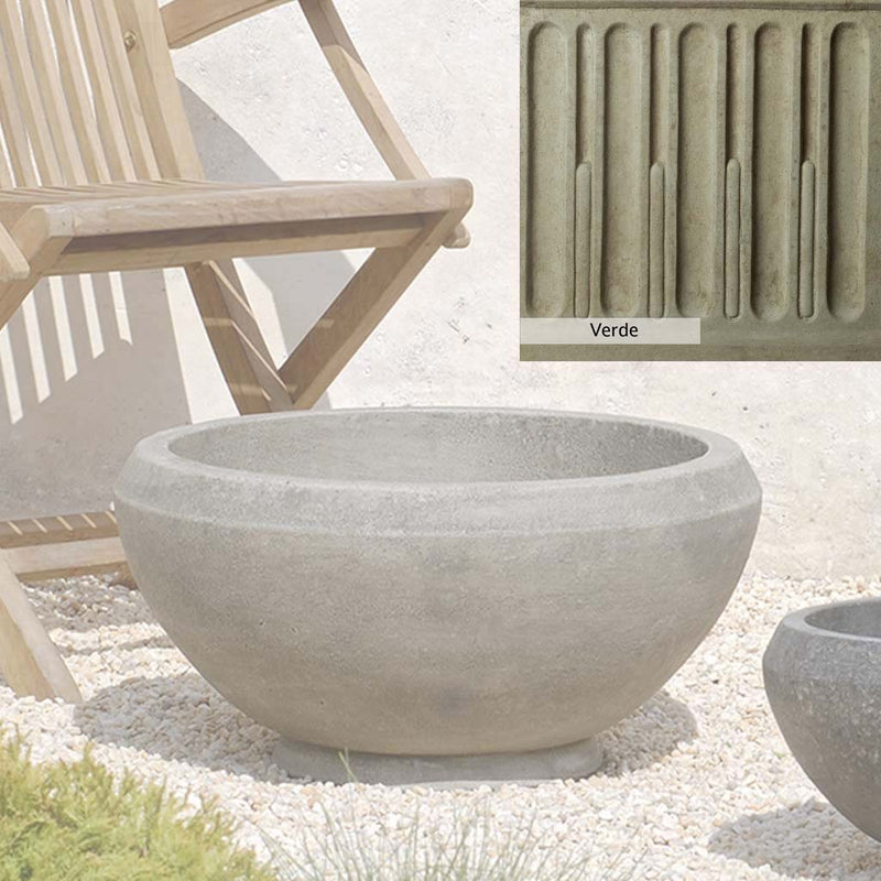 Verde Patina for the Campania International Giulia Medium Planter, green and gray come together in a soft tone blended into a soft green.