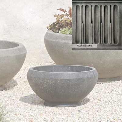 Alpine Stone Patina for the Campania International Giulia Small Planter, a medium gray with a bit of green to define the details.