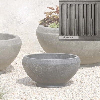 Greystone Patina for the Campania International Giulia Small Planter , a classic gray, soft, and muted, blends nicely in the garden.