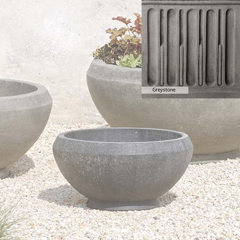 Greystone Patina for the Campania International Giulia Small Planter , a classic gray, soft, and muted, blends nicely in the garden.