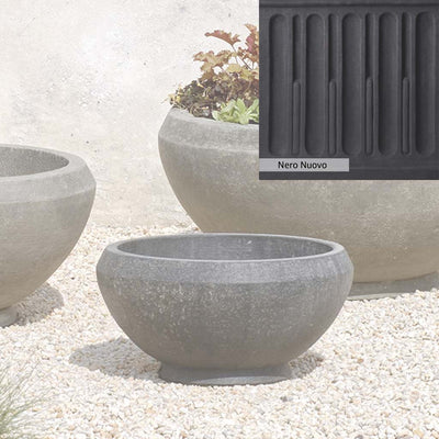 Nero Nuovo Patina for theCampania International Giulia Small Planter, bold dramatic black patina for the garden.