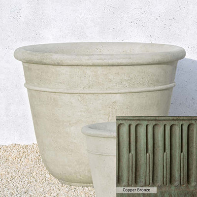 Copper Bronze Patina for theCampania International Carema Large Planter, blues and greens blended into the look of aged copper.