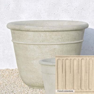 French Limestone Patina for the Campania International Carema Large Planter, old-world creamy white with ivory undertones.