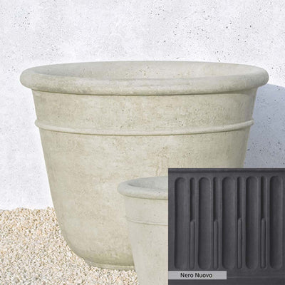 Nero Nuovo Patina for theCampania International Carema Large Planter, bold dramatic black patina for the garden.