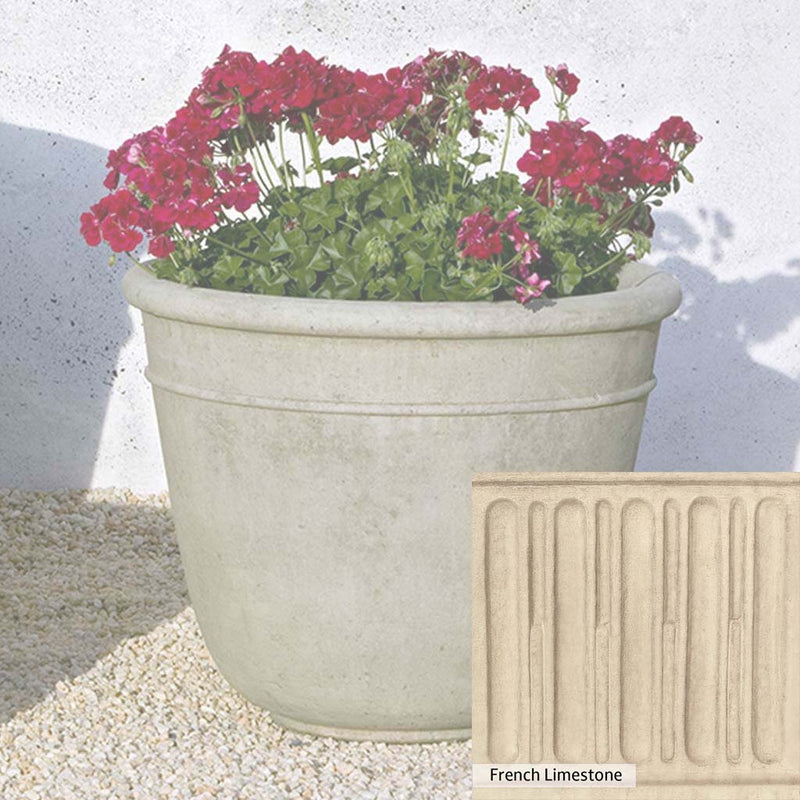 French Limestone Patina for the Campania International Carema Medium Planter, old-world creamy white with ivory undertones.