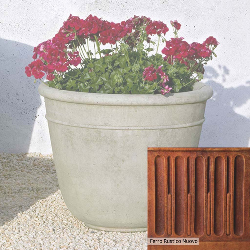 Ferro Rustico Nuovo Patina for the Campania International Carema Medium Planter, red and orange blended in this striking color for the garden.