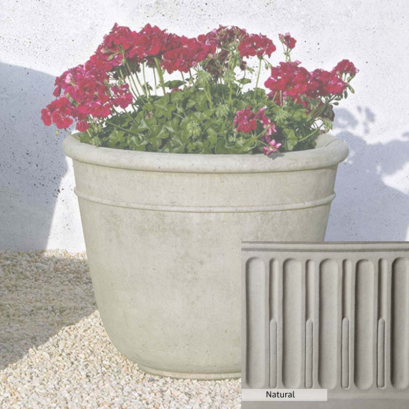 Natural Patina for theCampania International Carema Medium Planter is unstained cast stone, the brightest and whitest finish that will age.
