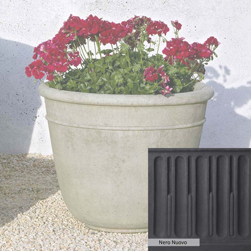 Nero Nuovo Patina for theCampania International Carema Medium Planter, bold dramatic black patina for the garden.