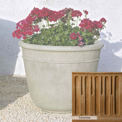 Travertine Patina for the Campania International Carema Medium Planter, soft yellows, oranges, and brown for an old-word garden.