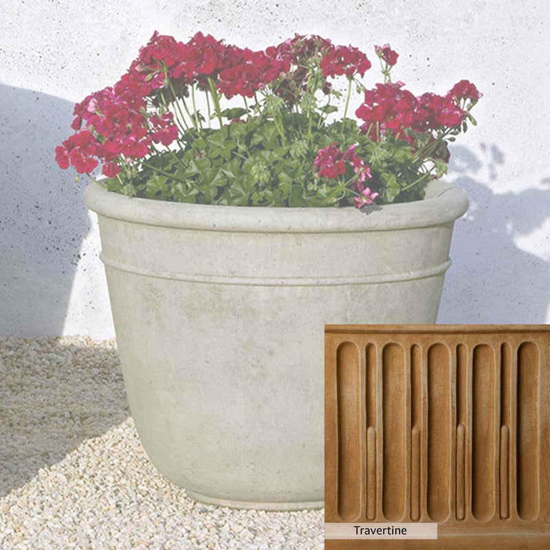 Travertine Patina for the Campania International Carema Medium Planter, soft yellows, oranges, and brown for an old-word garden.
