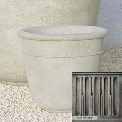 Alpine Stone Patina for the Campania International Carema Small Planter, a medium gray with a bit of green to define the details.