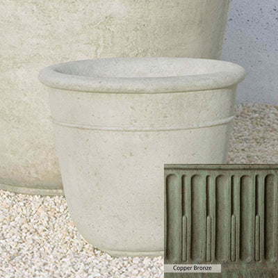 Copper Bronze Patina for theCampania International Carema Small Planter, blues and greens blended into the look of aged copper.