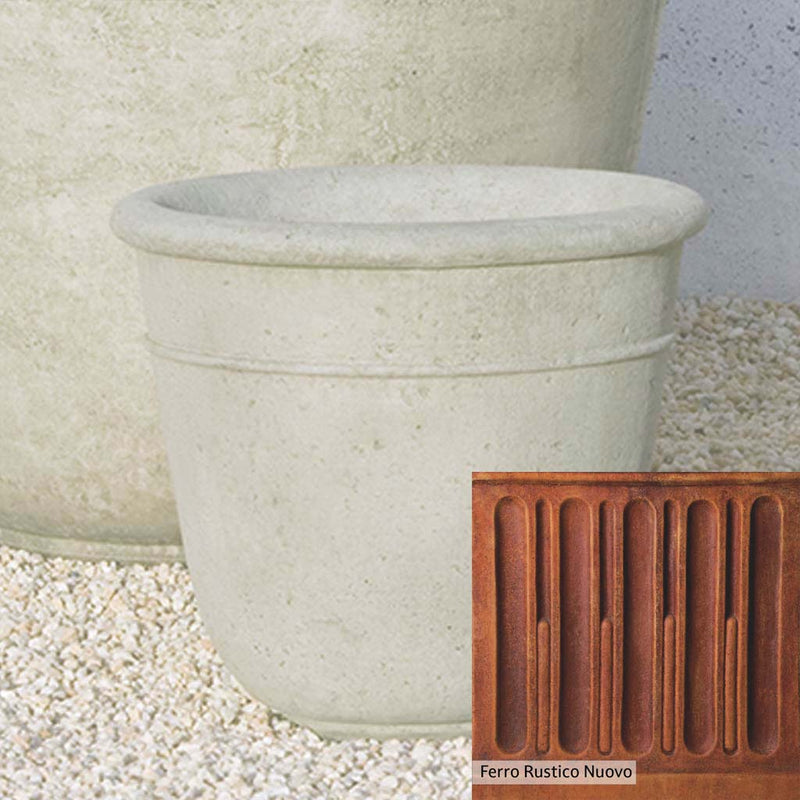 Ferro Rustico Nuovo Patina for the Campania International Carema Small Planter, red and orange blended in this striking color for the garden.