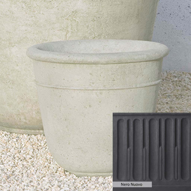 Nero Nuovo Patina for theCampania International Carema Small Planter, bold dramatic black patina for the garden.