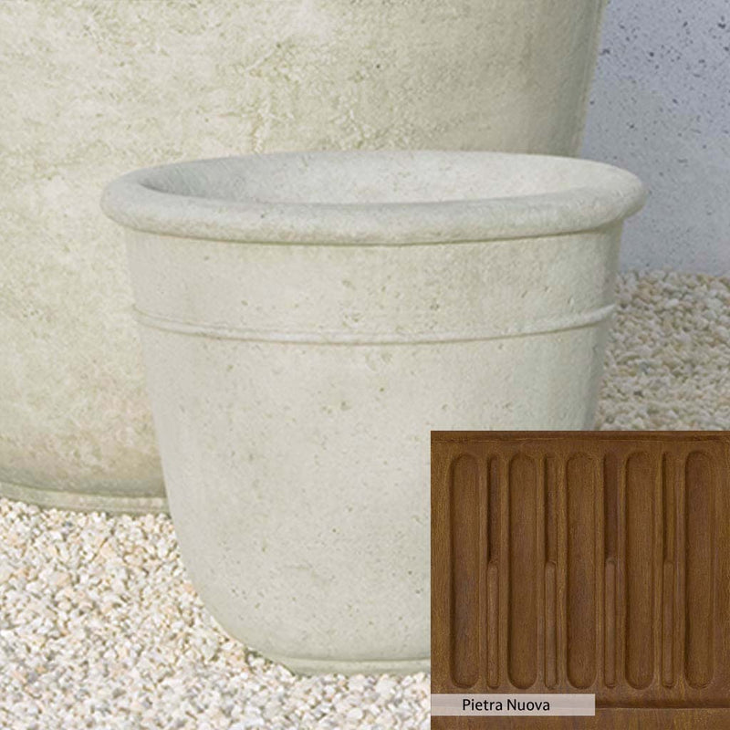 Pietra Nuova Patina for the Campania International Carema Small Planter, a rich brown blended with black and orange.