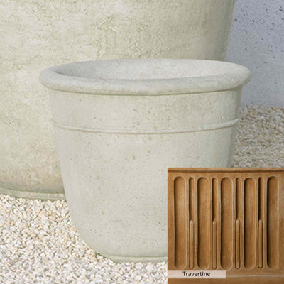 Travertine Patina for the Campania International Carema Small Planter, soft yellows, oranges, and brown for an old-word garden.