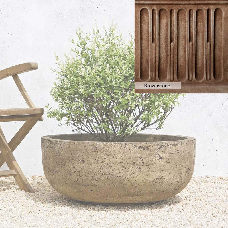 Brownstone Patina for the Campania International Mesa Large Planter, brown blended with hints of red and yellow, works well in the garden.