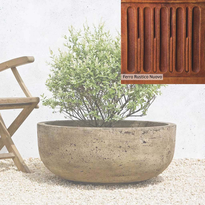 Ferro Rustico Nuovo Patina for the Campania International Mesa Large Planter, red and orange blended in this striking color for the garden.