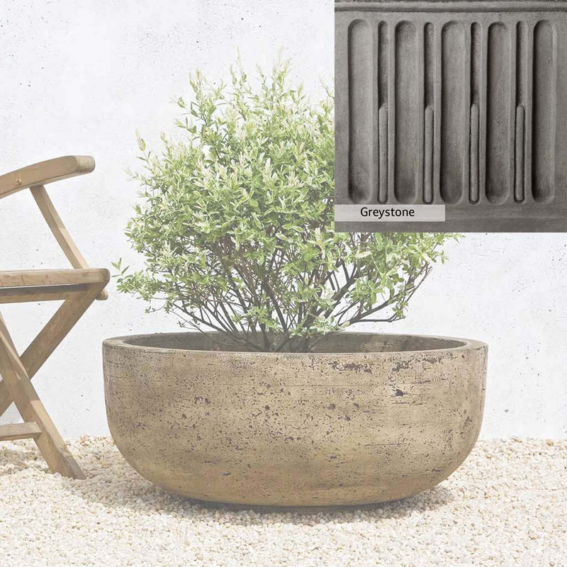 Greystone Patina for the Campania International Mesa Large Planter , a classic gray, soft, and muted, blends nicely in the garden.