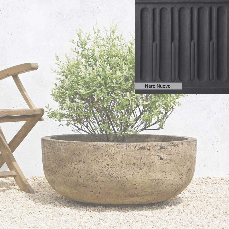 Nero Nuovo Patina for theCampania International Mesa Large Planter, bold dramatic black patina for the garden.