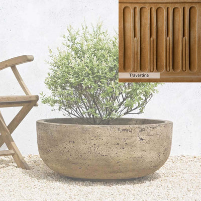 Travertine Patina for the Campania International Mesa Large Planter, soft yellows, oranges, and brown for an old-word garden.