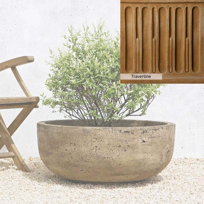 Travertine Patina for the Campania International Mesa Large Planter, soft yellows, oranges, and brown for an old-word garden.
