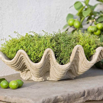 Campania International South Seas Planter is shown in the Verde Patina. Made from cast stone.