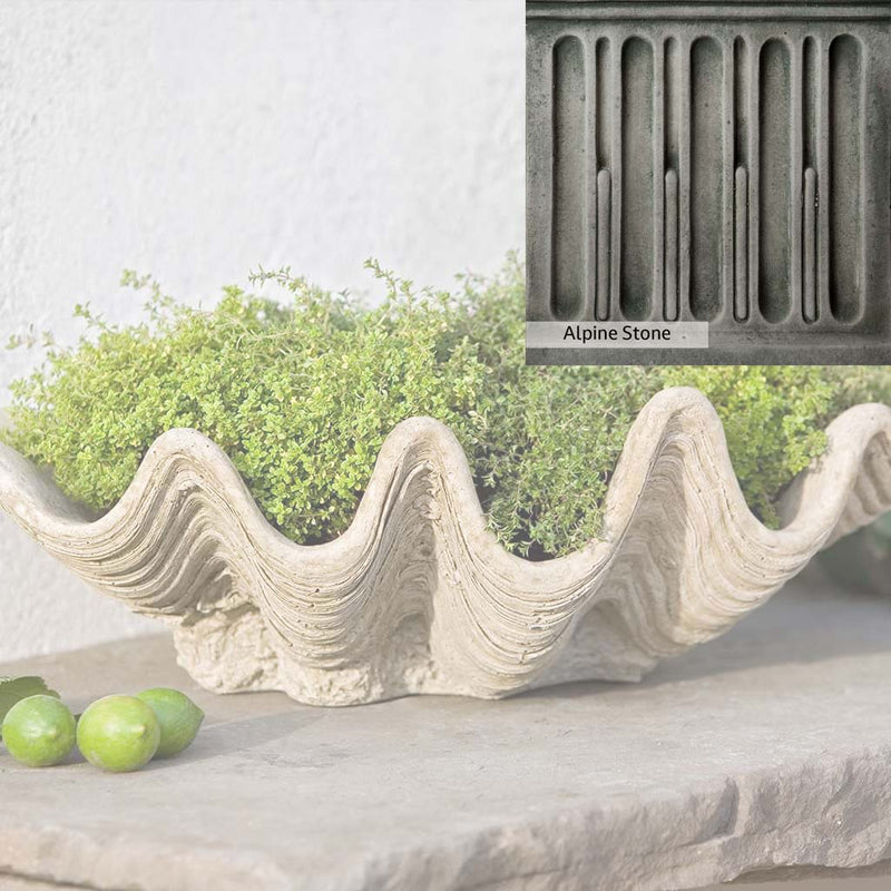 Alpine Stone Patina for the Campania International South Seas Planter, a medium gray with a bit of green to define the details.