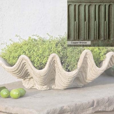 Copper Bronze Patina for theCampania International South Seas Planter, blues and greens blended into the look of aged copper.