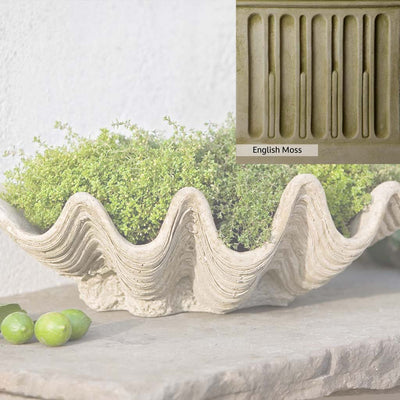 English Moss Patina for the Campania International South Seas Planter, green blended into a soft pallet with a light undertone of gray.