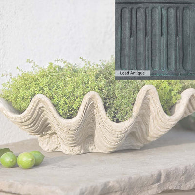 The Lead Antique Patina for the Campania International South Seas Planter, aged blue and grey layered to give the look of a classic antique lead patina.