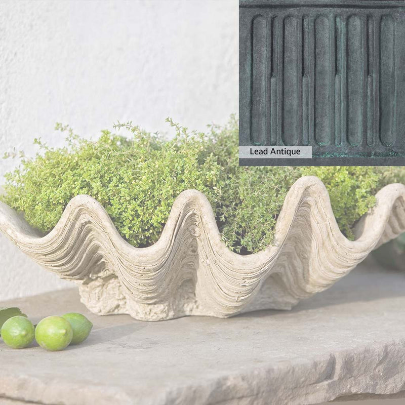The Lead Antique Patina for the Campania International South Seas Planter, aged blue and grey layered to give the look of a classic antique lead patina.