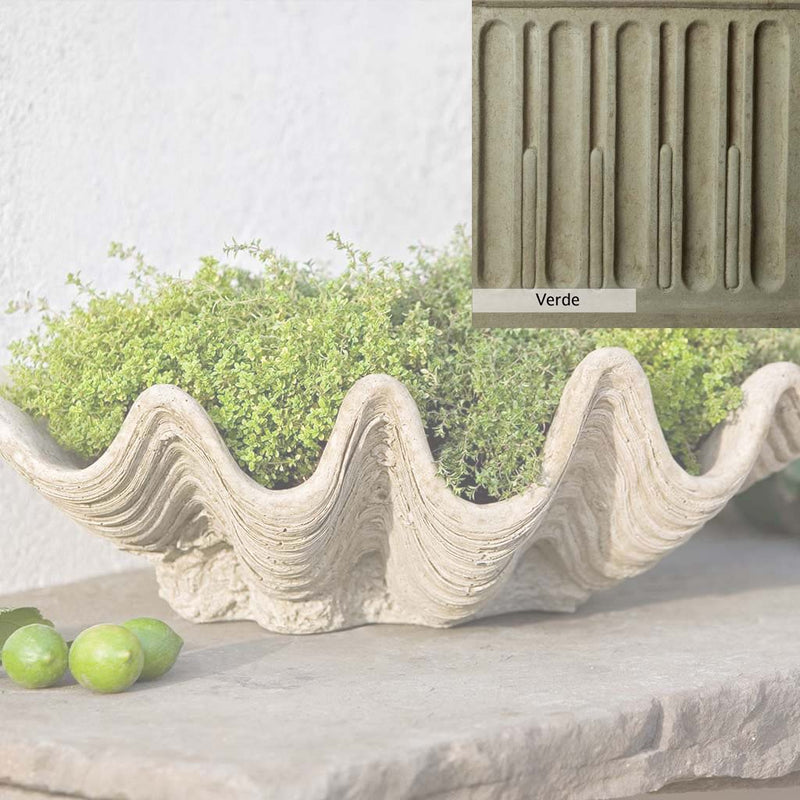 Verde Patina for the Campania International South Seas Planter, green and gray come together in a soft tone blended into a soft green.