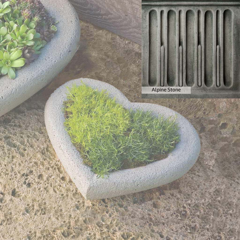 Alpine Stone Patina for the Campania International Small Heart Planter, a medium gray with a bit of green to define the details.