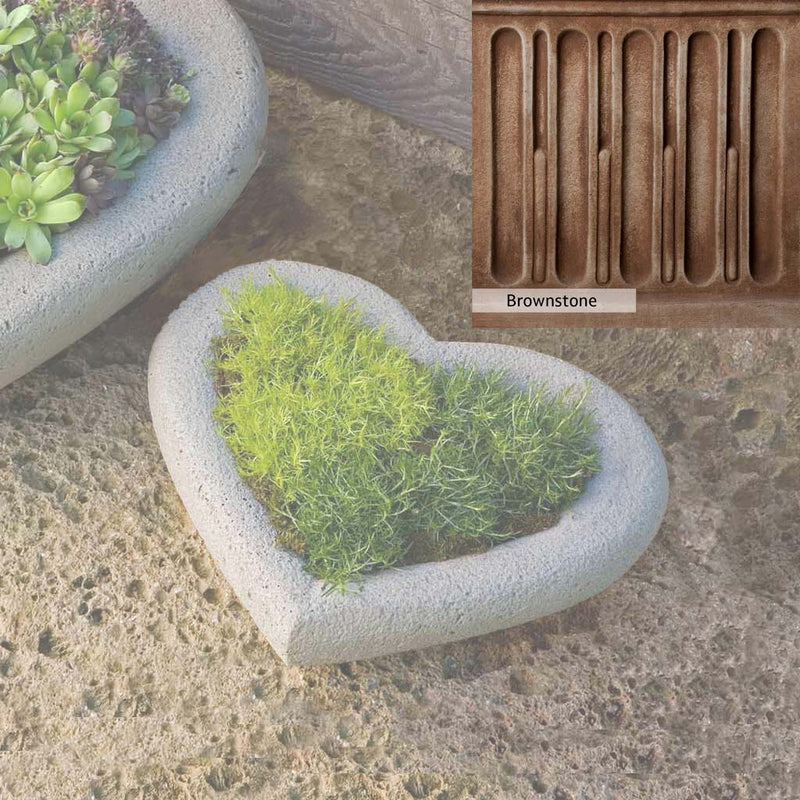 Brownstone Patina for the Campania International Small Heart Planter, brown blended with hints of red and yellow, works well in the garden.