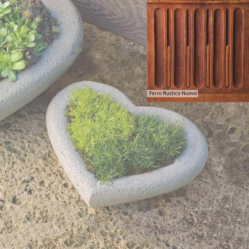 Ferro Rustico Nuovo Patina for the Campania International Small Heart Planter, red and orange blended in this striking color for the garden.
