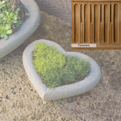 Travertine Patina for the Campania International Small Heart Planter, soft yellows, oranges, and brown for an old-word garden.