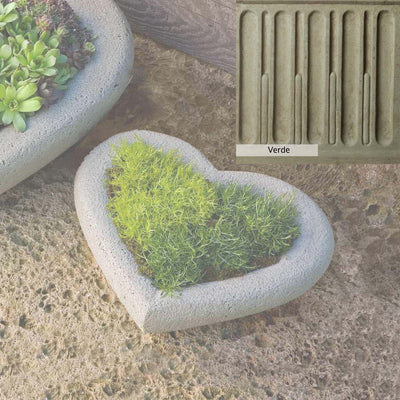 Verde Patina for the Campania International Small Heart Planter, green and gray come together in a soft tone blended into a soft green.