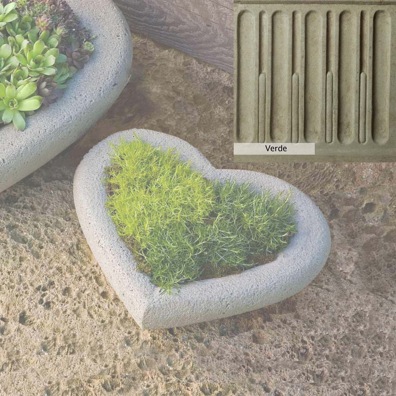 Verde Patina for the Campania International Small Heart Planter, green and gray come together in a soft tone blended into a soft green.